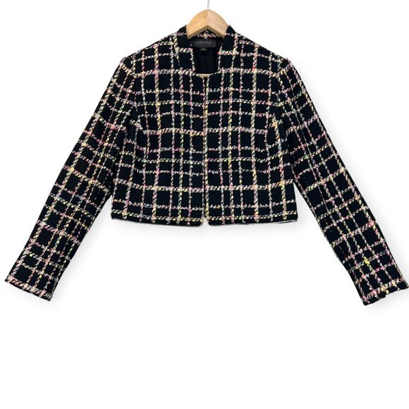 Carlisle Womens Tweed Convertible Zip-Off Coat Jacket Chanel-Inspired Grid Sz 6 - Picture 3 of 16